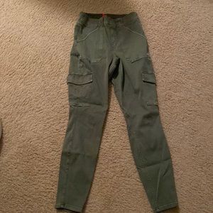 Green Spanx twill ankle cargo pants